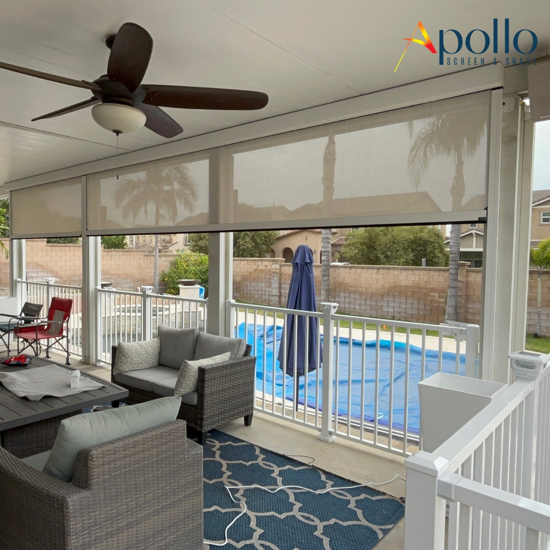 Apollo Modern Glacier Motorized Sunshade Inside View.